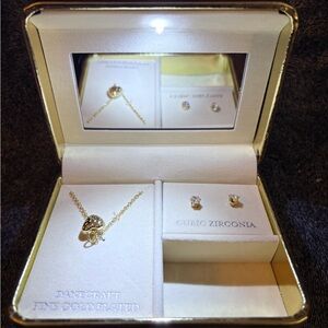 Delicate Gold Heart Necklace with Cubic Zirconia Accents